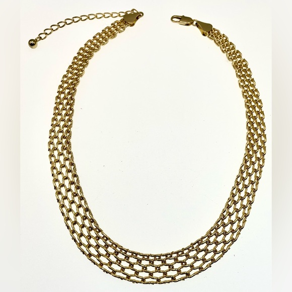 Vintage Jewelry - Vintage Signed 14KGP Linked Necklace Choker